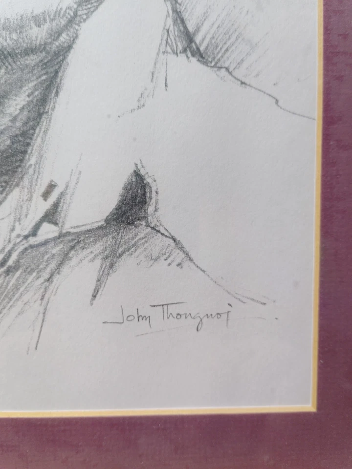 Raro dibujo de edición limitada de JFK de 100 firmado por el famoso artista John Thonguoi Foto 4 de 4