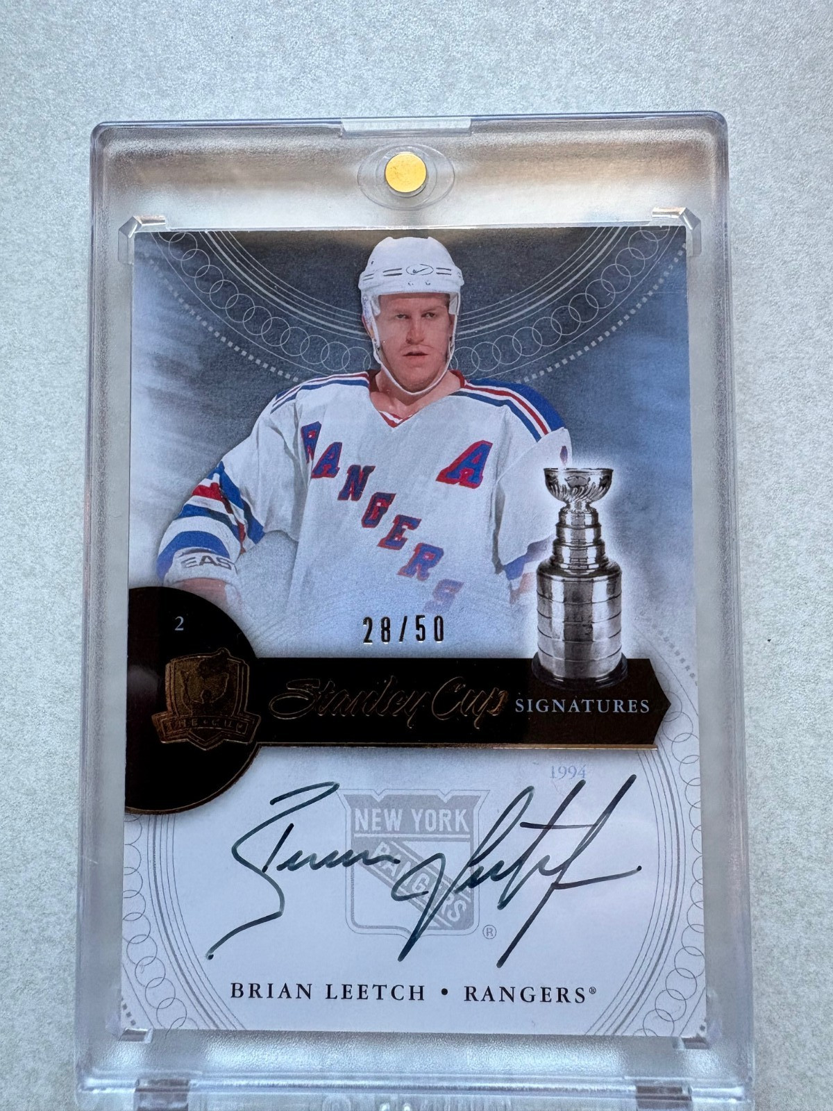 2011-12 The Cup Brian Leetch Auto 28/50 Stanley Cup Signatures Autograph