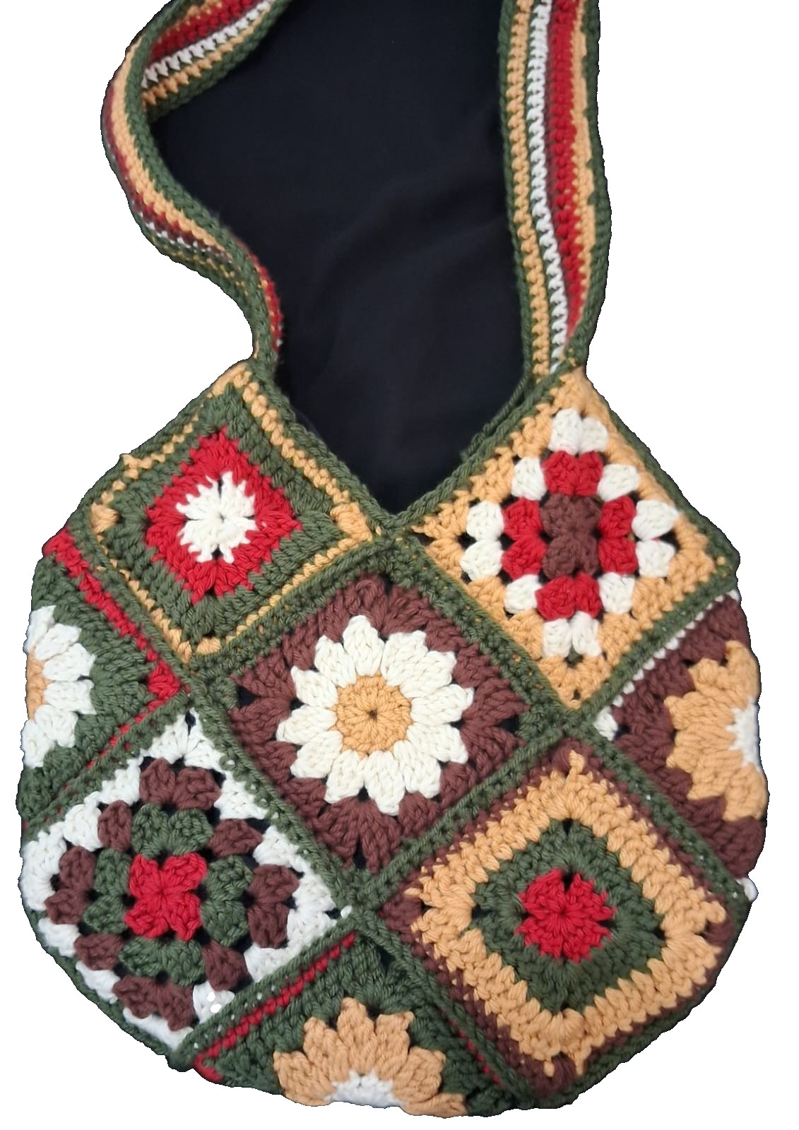 Handmade Crochet Granny Square Tote Bag | Floral Shoulder Bag