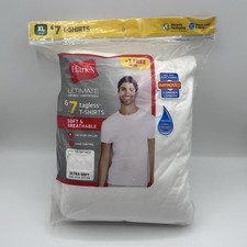 Hanes Men s Pack Of 7 Tagless Ultra Soft White T Shirts Size X Large