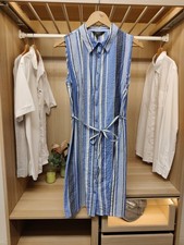 BNWT LIPSY UK 12 CHAMBRAY DRESS SHIRT SLEEVELESS COTTON BUTTON UP COTTON WOMENS