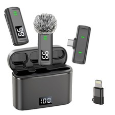 Wireless Lavalier Microphone for iPhone 17/16/15 Android - Mini Phone Microph...