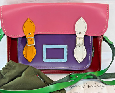 Zatchels 13'' Classic Kaleidoscope Leather Laptop Satchel Bag Cert Dustbag 2011