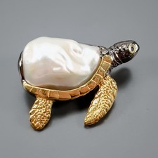 Biżuteria artystyczna zwierząt Naturalny barok Perła Broszka 925 Srebro szterlingowe /NB31319