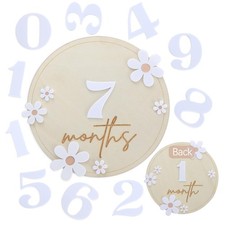 Daisy Wooden Baby Monthly Milestone Cards Marker Discs Photo Decor Prop