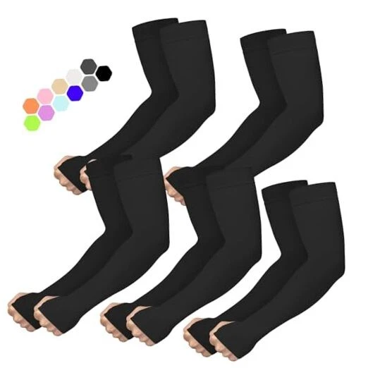 Arm Sleeves for Men Women Upf 50 Compression Arm Sleeve Style 01-5 Pcs : 5black