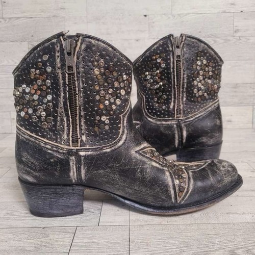 Stivali da cowboy donna Frye Deborah stella borchie western in pelle nera taglia 9 - Foto 7 di 10