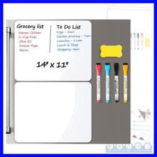 2 PCS Magnetic Dry Erase Whiteboard for Fridge, 14"x11" Reuasble Erasable W...