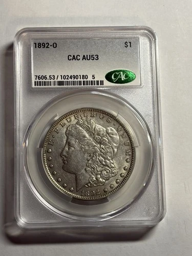 1892-O MORGAN DOLLAR CACG AU53 Nice Strike Better Date