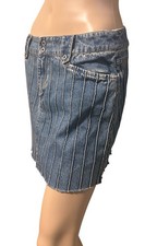 Ralph Lauren Vintage Denim Skirt 90  s Hong Kong Pin Tuck Pleating Women 6 Rawhem