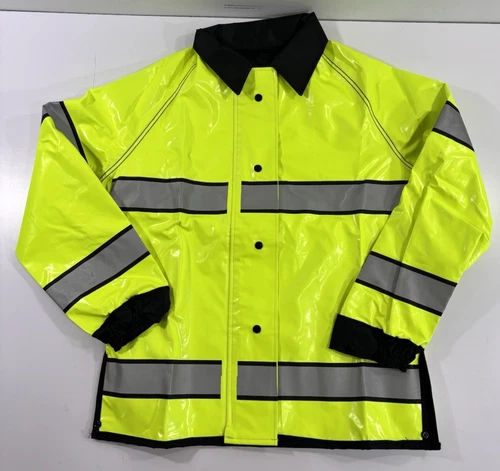 NWOT M NEESE REVERSIBLE RAIN JACKET WITH REFLECTIVE TAPE HI-VIS/BLACK 4703RJH3M - product listing photo