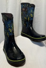 Bottes imperméables Boggs jeunesse taille 6 bleu motif camouflage style à enfiler
