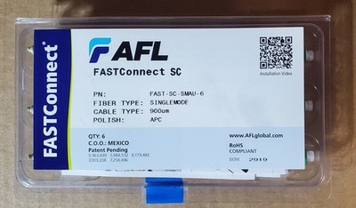 AFL FASTConnect FAST-SC-SMAU-6 Pack of  SC/APC Singlemode Fiber Connectors 900um
