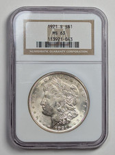 1921 S Morgan Silver Dollar NGC MS 63