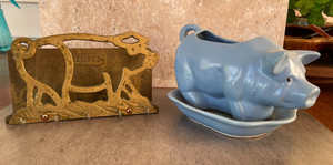 VTG Pig Recipe/Letter/Key Holder and Pig Planter
