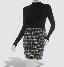 BCX Juniors' Black Combo Tweed-Skirt Long-Sleeve Dress Size XL