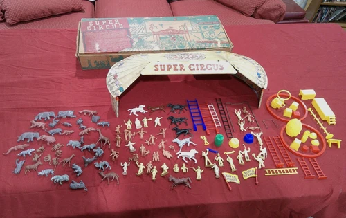 Vintage Marx 4320 Tin Litho Super Circus Big Top Playset W/ Accessories & Box