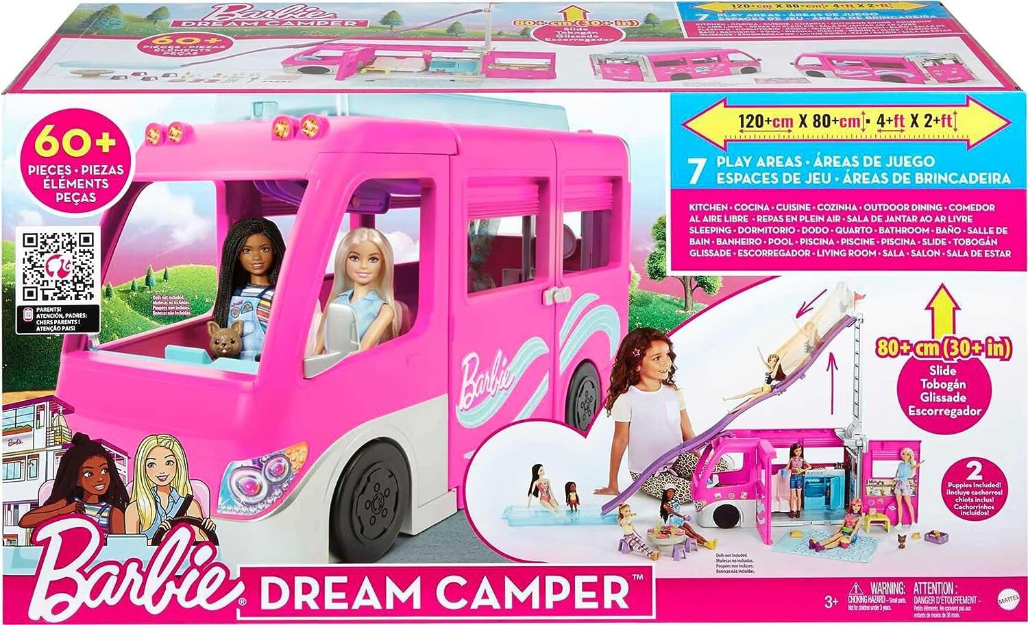 Mattel Barbie Dream Camper Playset 7 Play Areas with 60+ Accessories
