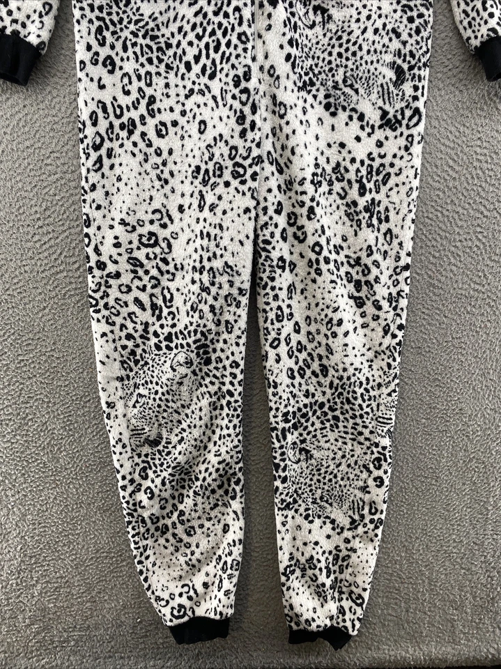 Pijama de una pieza FADED GLORY negro blanco leopardo guepardo talla M (8-10) Foto 2 de 4