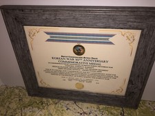 SCSA - KOREAN WAR 50TH ANNIVERSARY COMMEMORATIVE MEDAL CERTIFICATE ~ Type 1