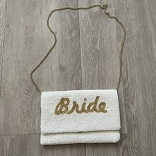 BRIDE white crossbody embossed with beads