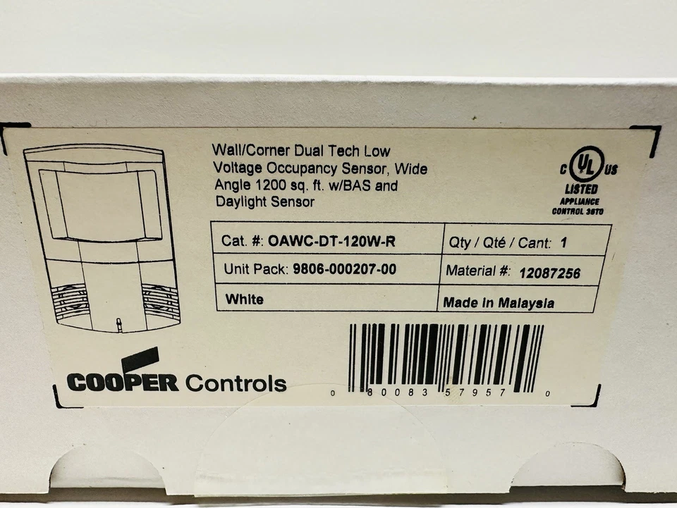 NEW Cooper Greengate OAWC-DT-120W-R Dual Tech Low Voltage Occupancy Sensor - Image 2 of 3
