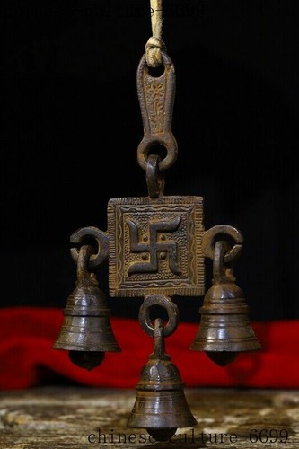 Tibetan Buddhist temple bronze “卍” statue zhong bell Pendant | eBay