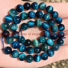 6/8/10/12mm Natural Sky Blue Tiger's Eye Gemstone Round Loose Beads 15" Strand