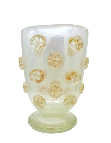 VINTAGE  ART GLASS VASE ATTR. BAROVIER TOSO MURANO "A STELLE"  ITALY ITALIAN
