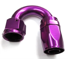 06 an 120 Degree Swivel hose end  Show Polished Purple anodized aluminum