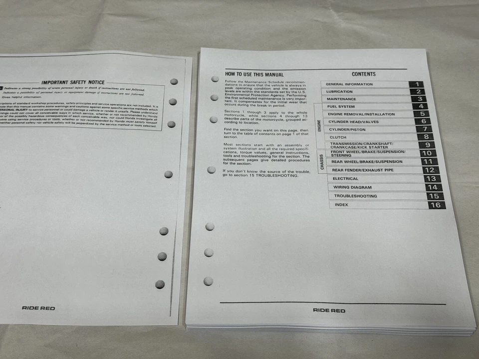 Manual de reparación de taller de servicio impreso Honda XR80R XR100R XR80 XR100 1985-1997 Foto 2 de 3