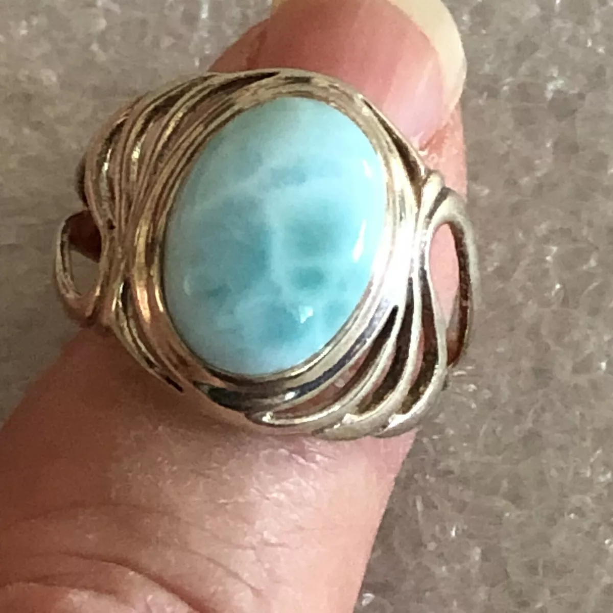 NWOT BBJ 925 Silver Larimar Swirl Ring Size 11