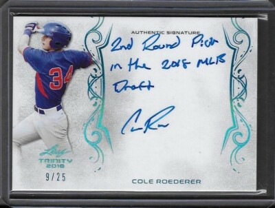 2018 Leaf Trinity Inscription COLE ROEDERER Platinum Prismatic Auto RC /25 Cubs