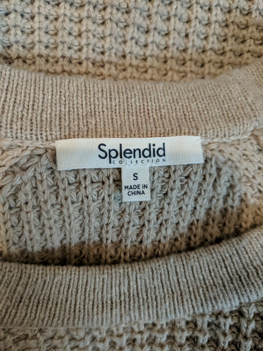 Splendid Collection Cashmere Blend Knit Pullover Sweater Tan Size Small