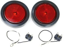 2 Red 2-12 Round Smd Led Submersible Trailer Marker Lights W Reflector Lense
