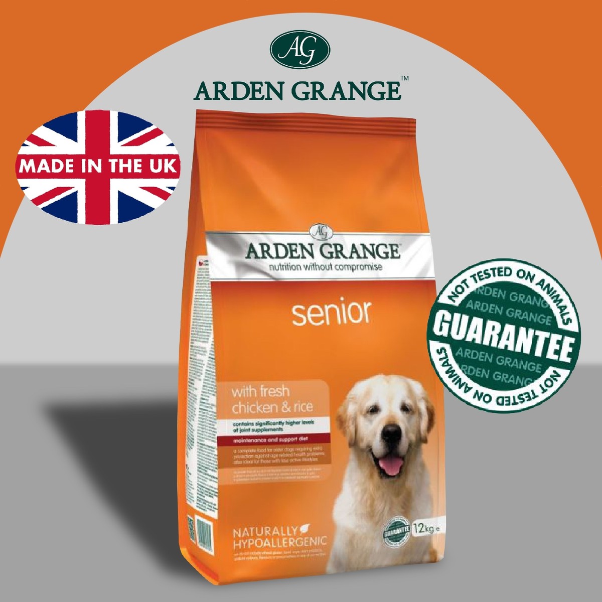 Arden Grange Senior Dog Food - 12kg Bag, Premium Nutrition For Older Dogs