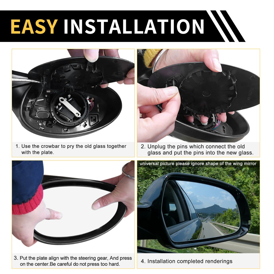 Heated Left Side Mirror Glass Replacement for GMC Sierra 2500 3500 HD