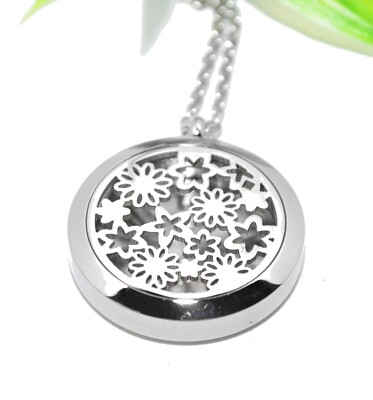 MEDAILLON Edelstahl + Duft Aroma Diffuser Therapie Pad Halskette Kette Anhänger 