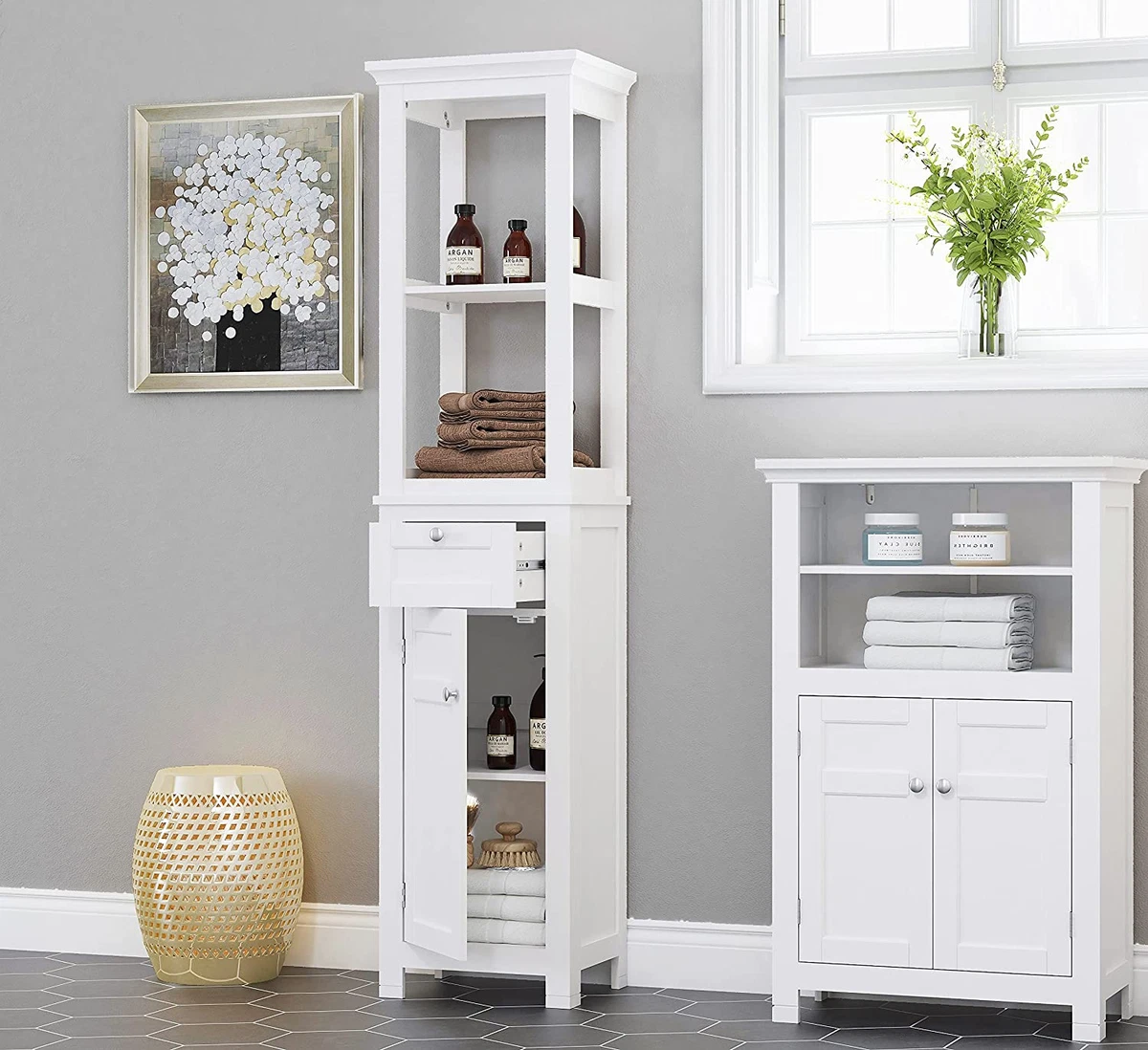 Spirich Home Bathroom Freestanding Storage Cabinet with Two Tier