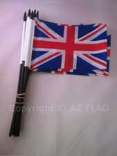 UNITED KINGDOM FLAG 4'' x 6'' black stick - UK - BRITISH - ENGLAND FLAGS 10 x 15