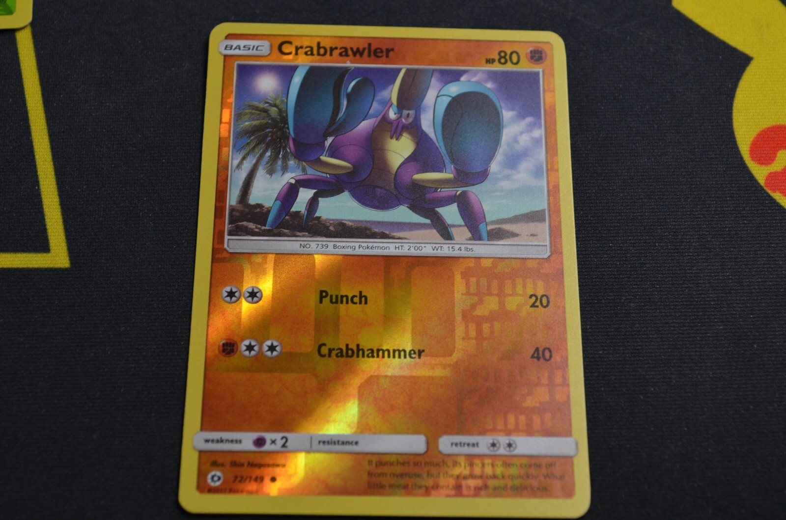 Pokemon Sun & Moon Base Set REVERSE HOLO CRABRAWLER 72/149 NM/Mint