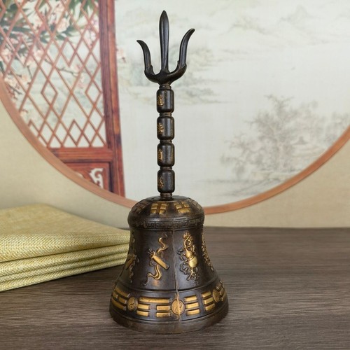 Campana Sanqing taoista in rame puro strumenti musicali campana in rame tridente - Foto 2 di 8