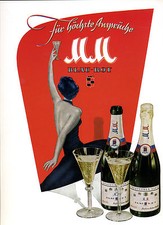 MM -- Deutscher Sekt-- Blau--Rot  F&uuml;r h&ouml;chste Anspr&uuml;che - Poster-Plakat - Farbe-