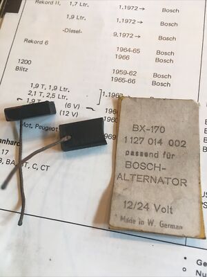 A carbon brush set alternator Opel Blitz BX 170 manufactured 1965-66   