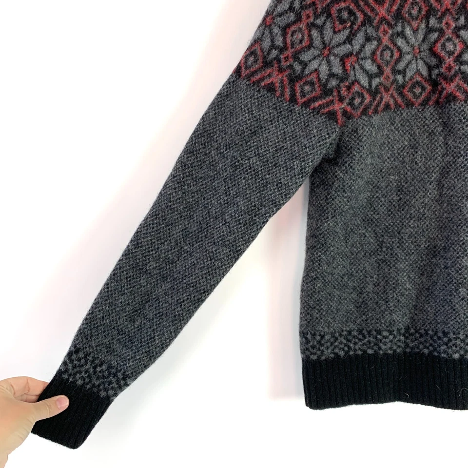 复古 LL Bean Shetland 羊毛雪花冬季 1/4 拉链毛衣小号阅读 — 第 3/4 张图片