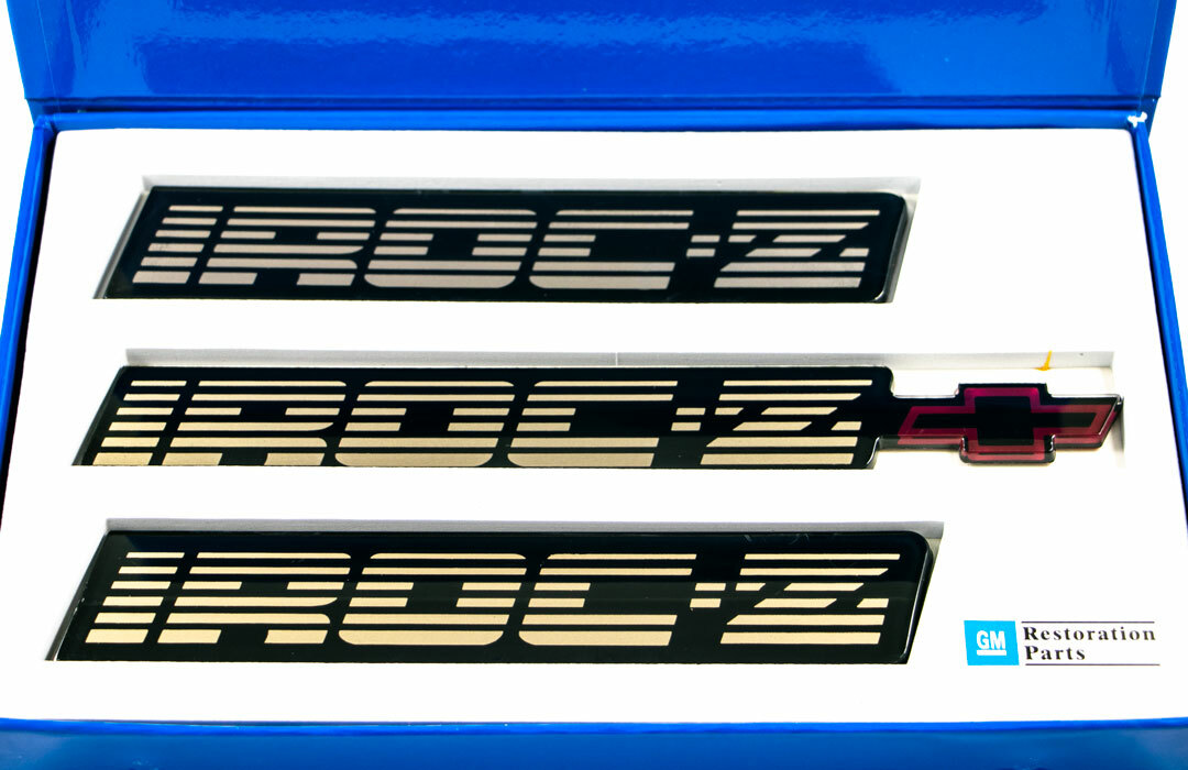 1988-1990 Camaro IROC-Z Gold Rocker Panel Rear Bumper Emblem Set