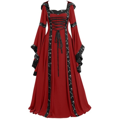 Women Medieval Renaissance Dress Costume Cosplay Halloween Victorian Gothic Gown - Picture 9 of 27