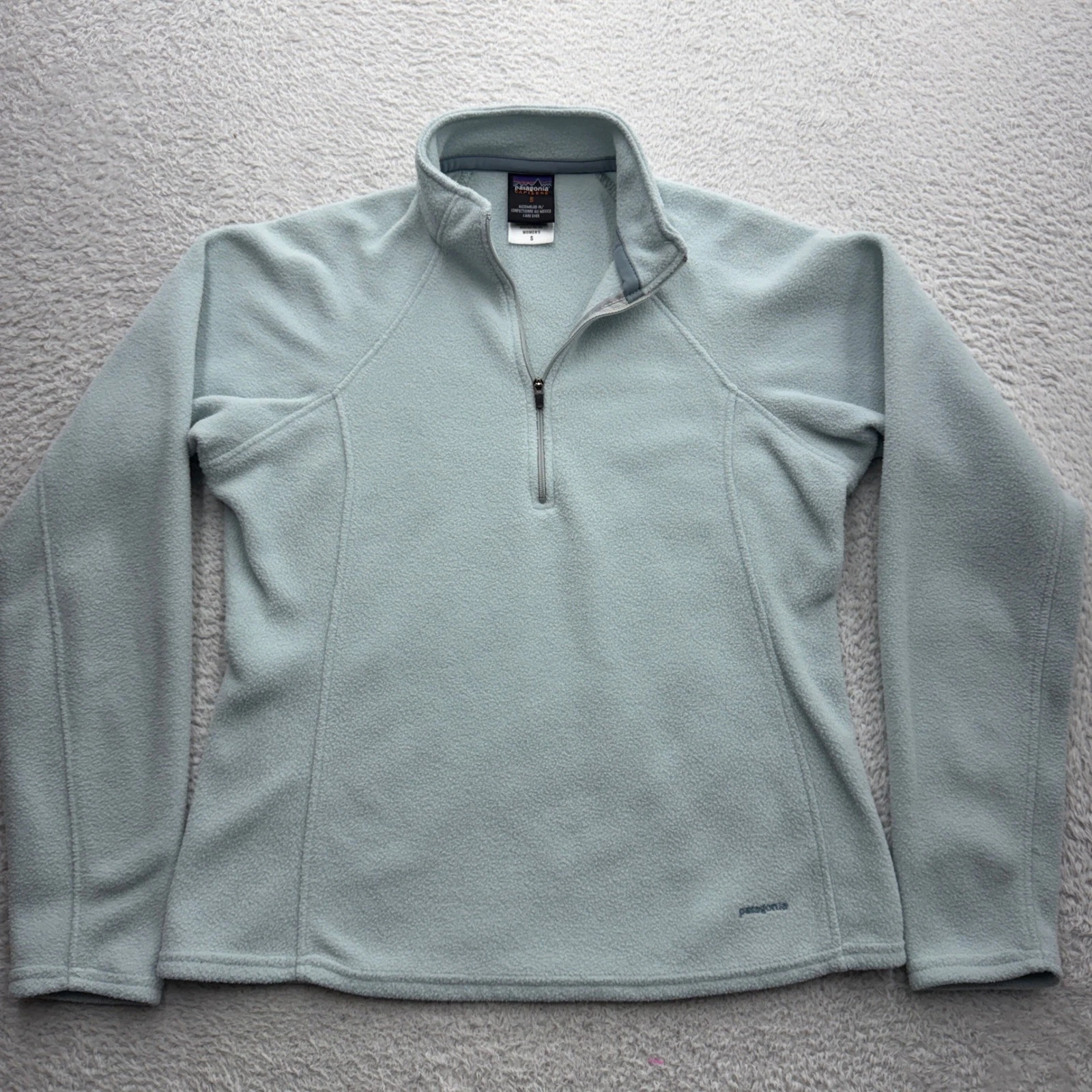 Patagonia Capilene Women S Light Blue Quarter Zip Fleece Pullover Base Layer