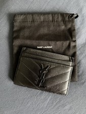Yves Saint Laurent YSL Cardholder Wallet Unisex Black Leather Monogram
