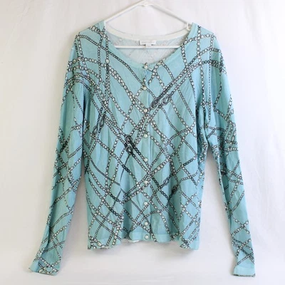 Cardigan Femme À Imprimé De Perles Charter Club Bleu Taille Large - Photo 1/4